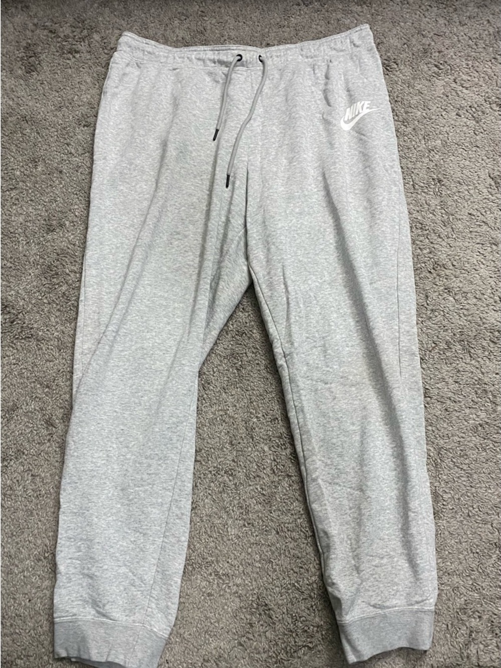 Nike Light Gray Men's Fleece Joggers with White Swoosh